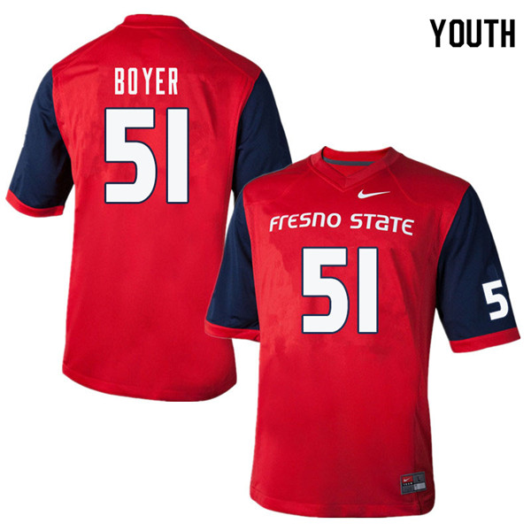 Youth #51 Markus Boyer Fresno State Bulldogs College Football Jerseys Sale-Red